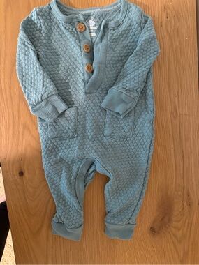 cloud island Light Blue Textured Knit One-Piece Footie